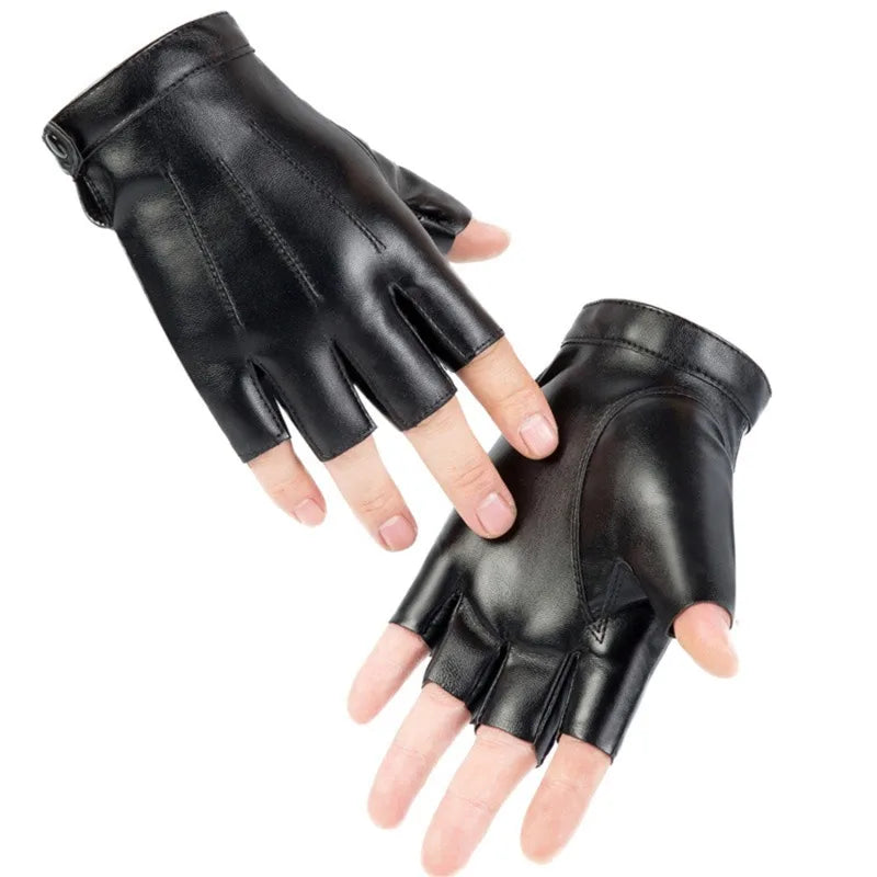 DRAVEN — PU Leather Fingerless Gloves – Unisex Tactical Street Style