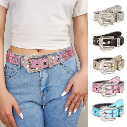 Skull Rhinestone PU Leather Belt Women Sparkling Design – Elegant Men's Accessory | Accessorio Uomo Elegante