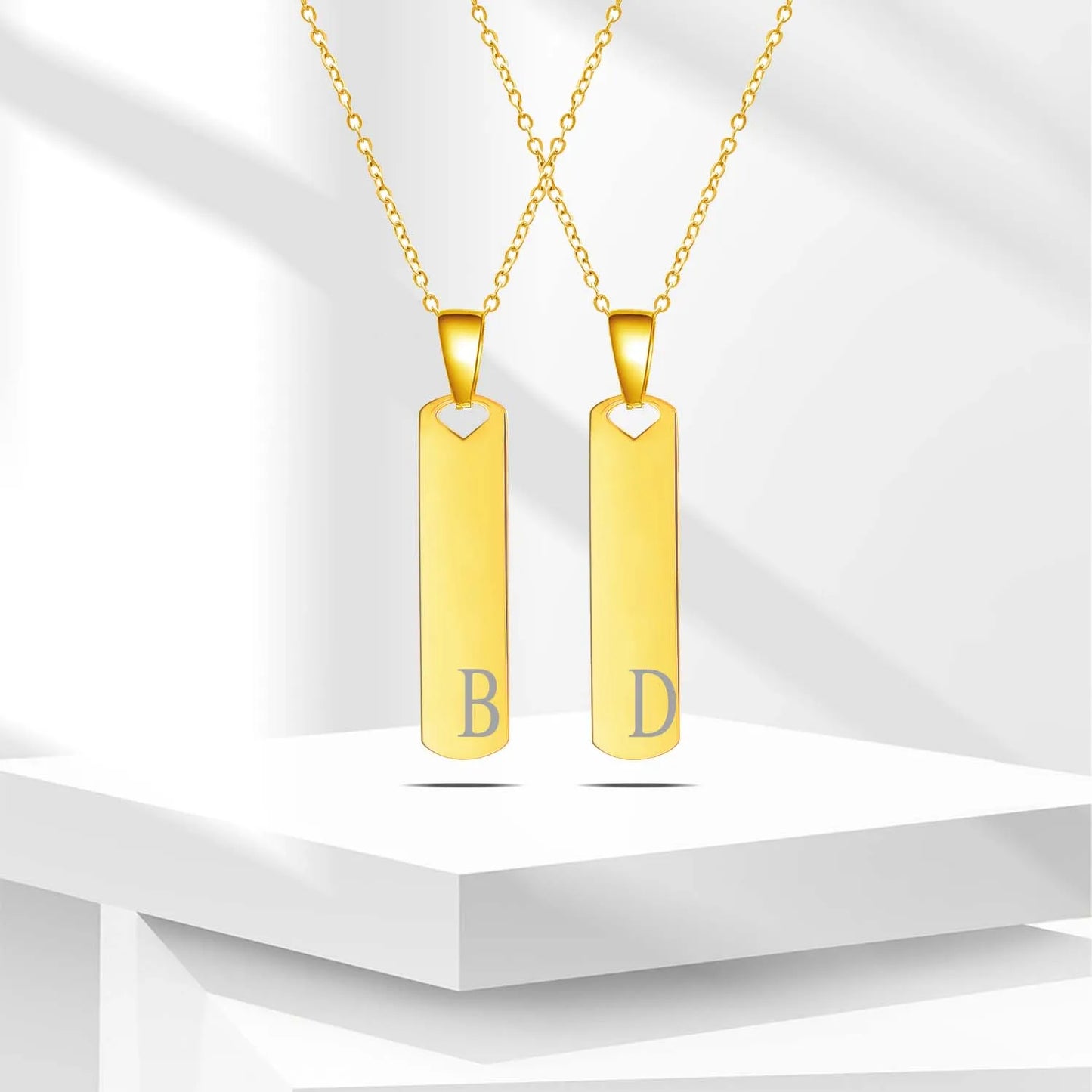 DRAVEN — Stainless Steel Initial Bar Necklace – A–Z Alphabet Pendant Jewelry for Men and Women