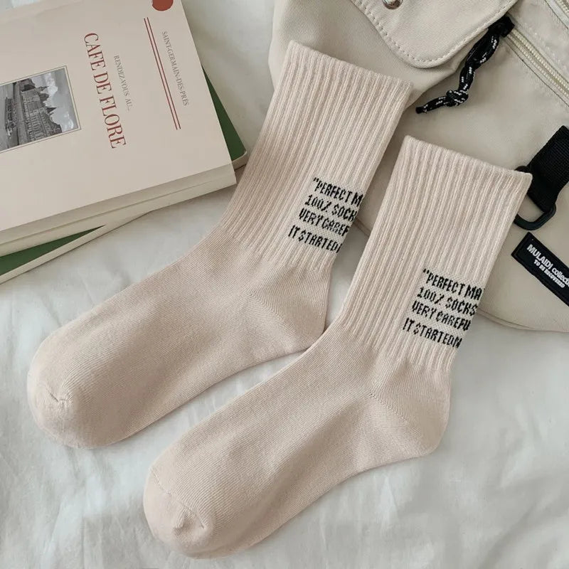 DRAVEN — Letter Cotton Socks – Trendy Unisex Sport Style