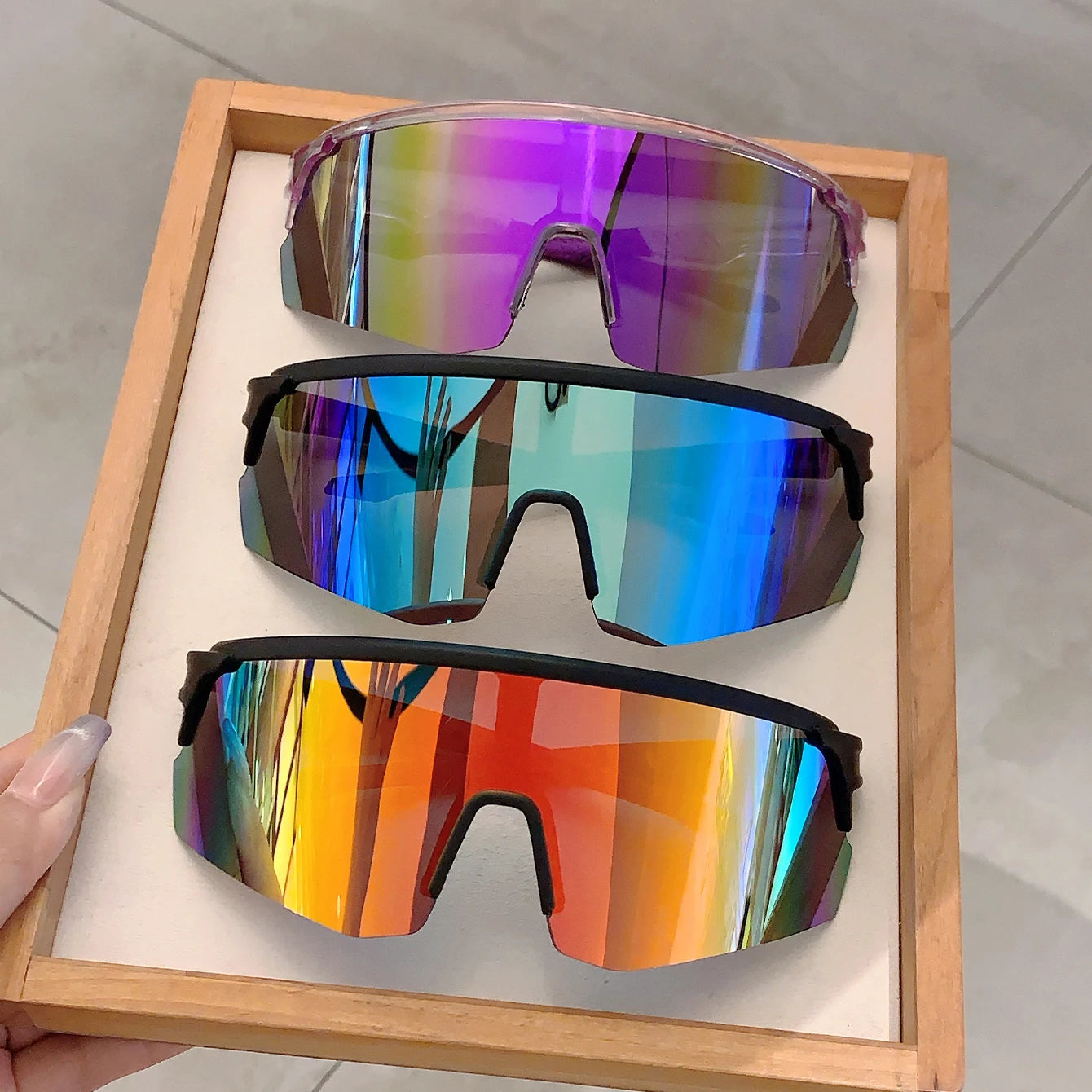 DRAVEN — Semi-Rimless Sport Sunglasses – Oversized Mirror Design