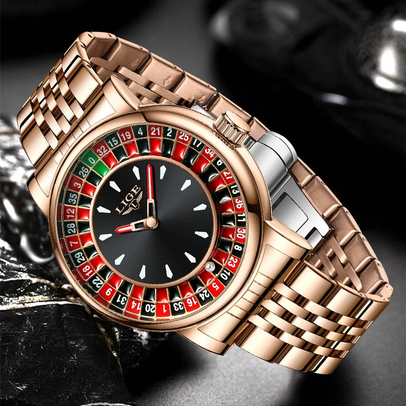 DRAVEN — Roulette Motion –  Men’s Rotating Dial Watch with Arabic Numerals