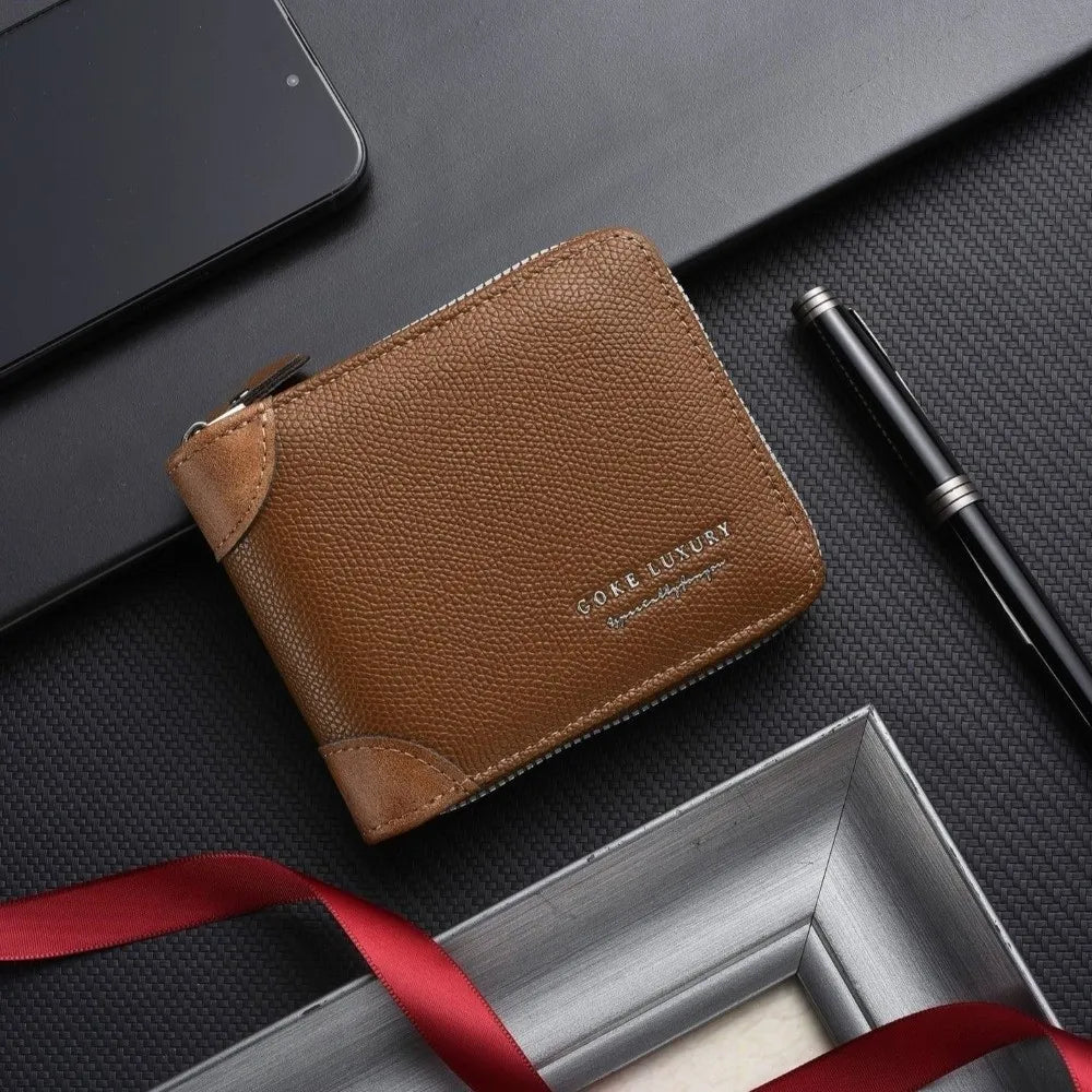DRAVEN — Luxury PU Leather Wallet Men Zipper Foldable Design