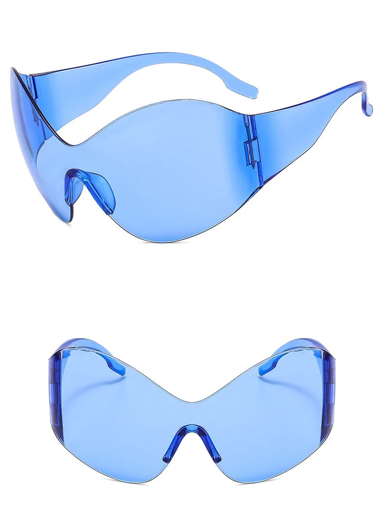 Rimless Wrap Sunglasses – Futuristic Shield Style – Elegant Men's Accessory | Accessorio Uomo Elegante