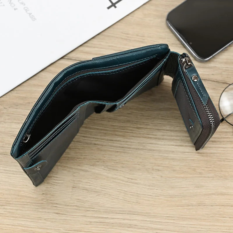 DRAVEN — Genuine Leather Short Wallet Men Soft Card Holder