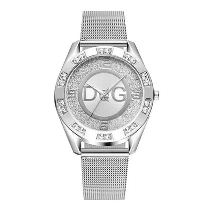Golden Radiance – 2025 Women’s Diamond Watch with Mesh Strap & Digital Design – Elegant Men's Accessory | Accessorio Uomo Elegante
