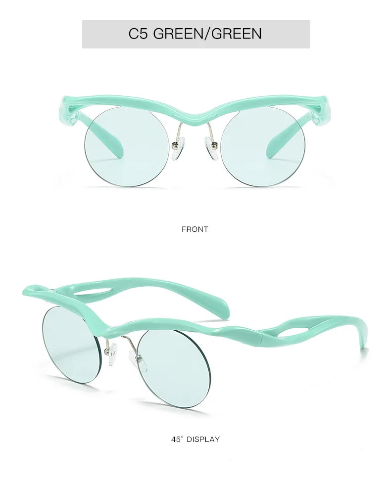 DRAVEN — Rimless Round Sunglasses – Trendy Designer Shape
