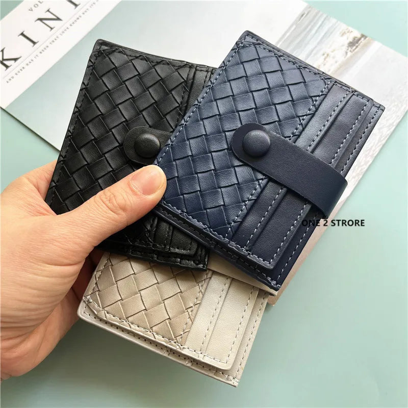 DRAVEN — PU Leather Business Card Holder Braided Large Capacity