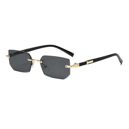 Rimless Rectangle Sunglasses – Trendy Retro Style – Elegant Men's Accessory | Accessorio Uomo Elegante