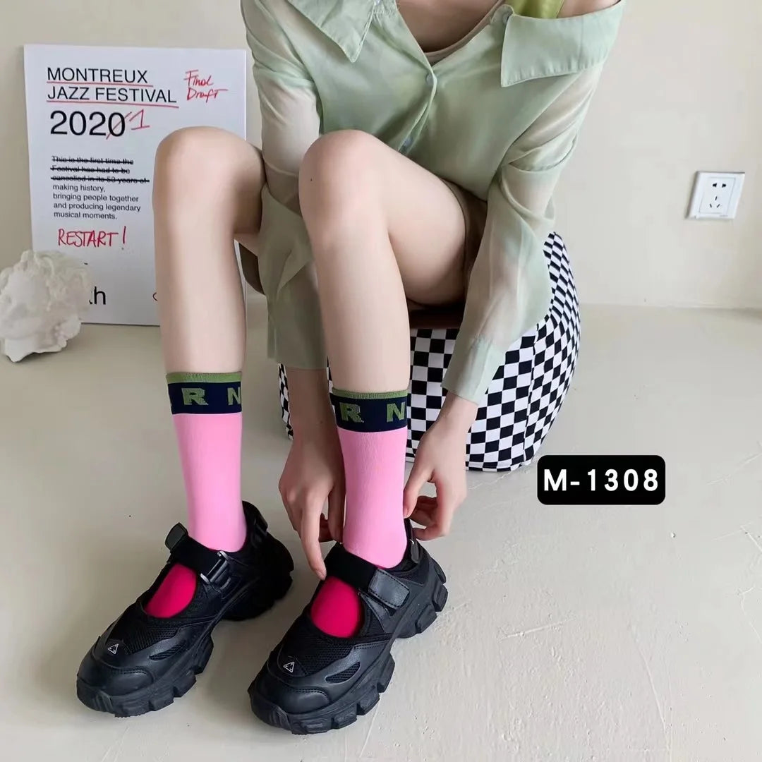 DRAVEN — Colorblock Alphabet Socks – Soft Breathable Cotton Design