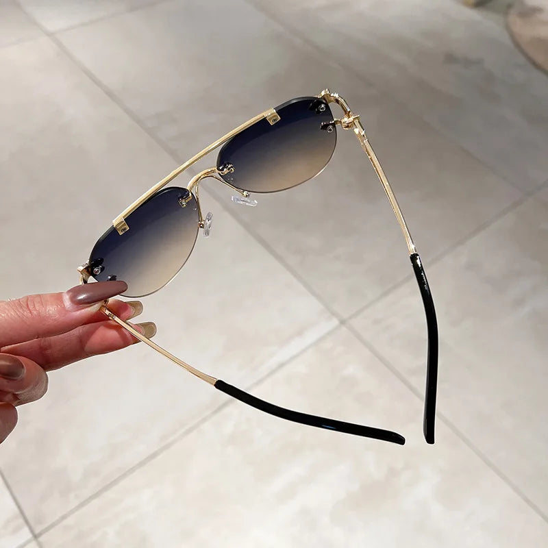 DRAVEN — Luxury Rimless Sunglasses – Oversized Vintage Style