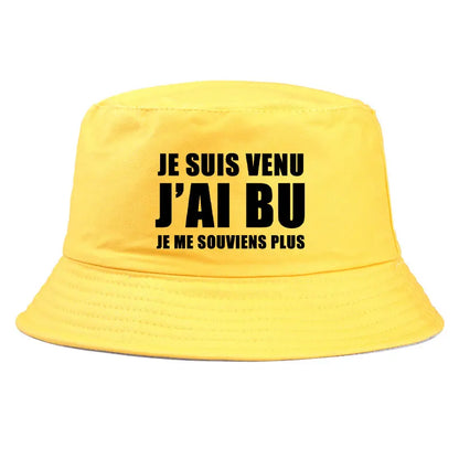Reversible “Je Suis Venu J’ai Bu” Bucket Hat – Trendy Summer Style