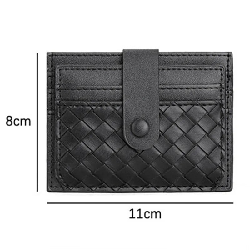 DRAVEN — PU Leather Business Card Holder Braided Large Capacity