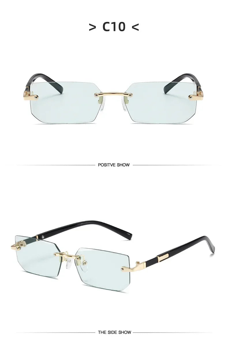 DRAVEN — Rimless Square Sunglasses – Blue Light Protection