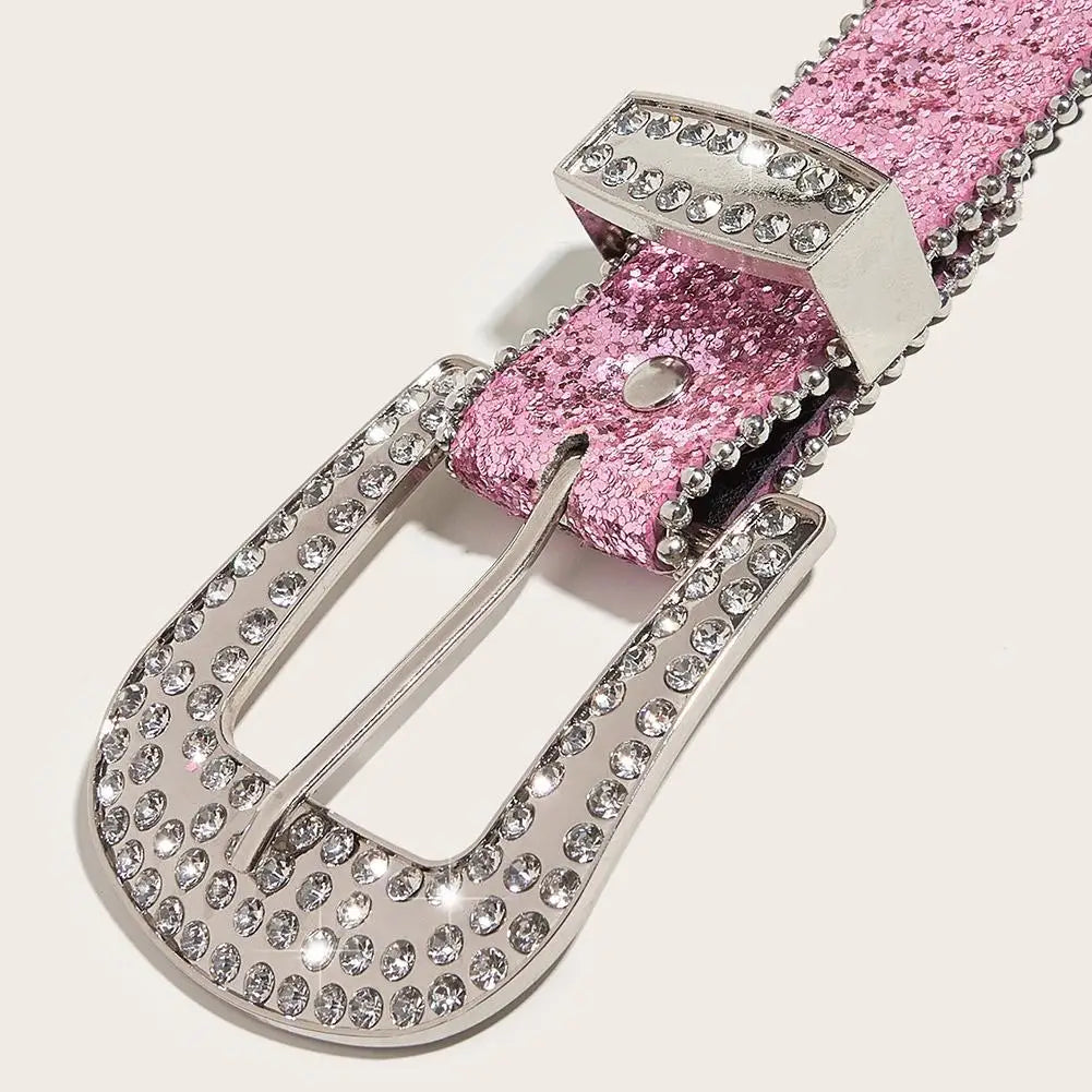 Skull Rhinestone PU Leather Belt Women Sparkling Design – Elegant Men's Accessory | Accessorio Uomo Elegante