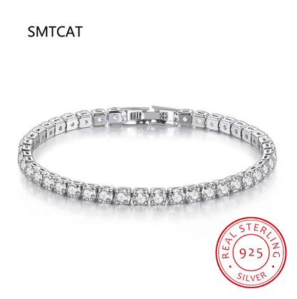 S925 Silver Moissanite Charm Bracelet – Elegant Men's Accessory | Accessorio Uomo Elegante