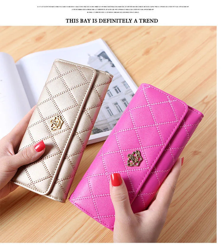 DRAVEN — PU Leather Long Wallet Women 2025 Diamond Mesh Design