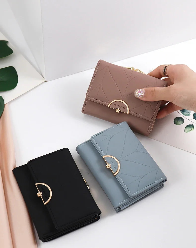 DRAVEN — PU Leather Trifold Wallet Women Summer 2025 Design