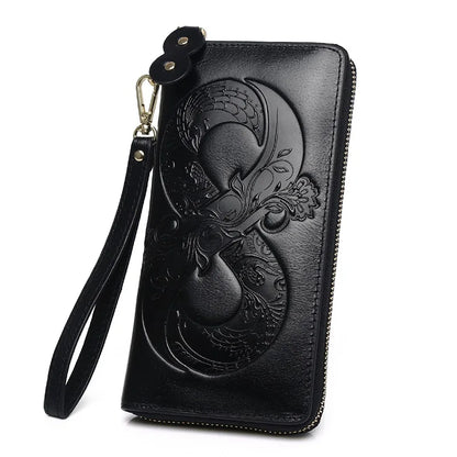 Vintage Genuine Cowhide Wallet Women 2025 Floral Design – Elegant Men's Accessory | Accessorio Uomo Elegante