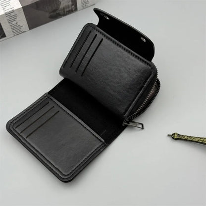 Retro Leather Wallet Men Short Zipper Multi Slot Design – Elegant Men's Accessory | Accessorio Uomo Elegante