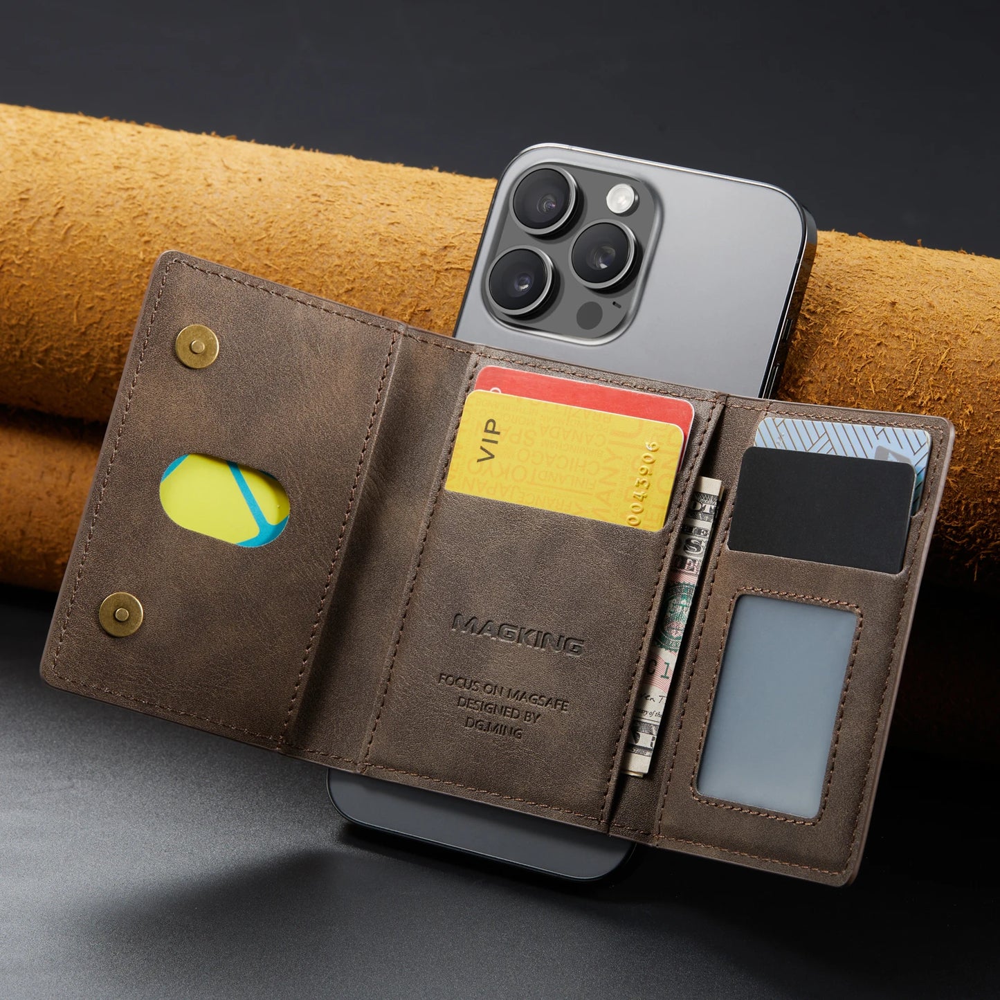 DRAVEN — Magnetic Leather Wallet Premium Foldable Mini Design