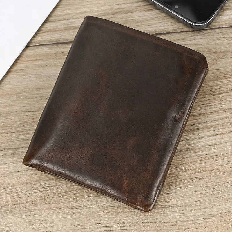 DRAVEN — Genuine Leather Short Wallet Men Soft Card Holder