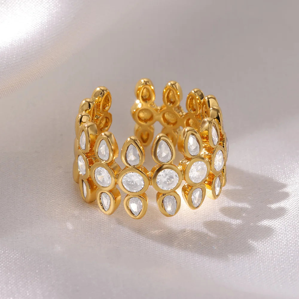 DRAVEN — Gold Geometric Zircon Crystal Ring