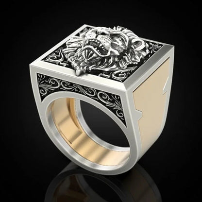 Retro Lion Head Secret Box Ring – Elegant Men's Accessory | Accessorio Uomo Elegante