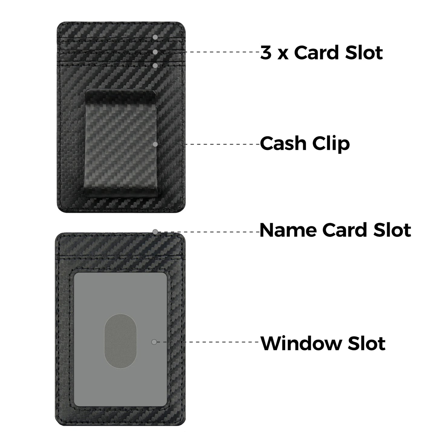 DRAVEN — Carbon Fiber Slim Wallet Men 2 in 1 Money Clip Design