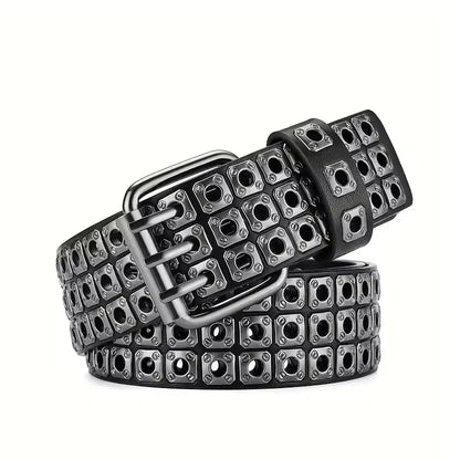 Punk Street Belt Unisex Square Beads Design – Elegant Men's Accessory | Accessorio Uomo Elegante