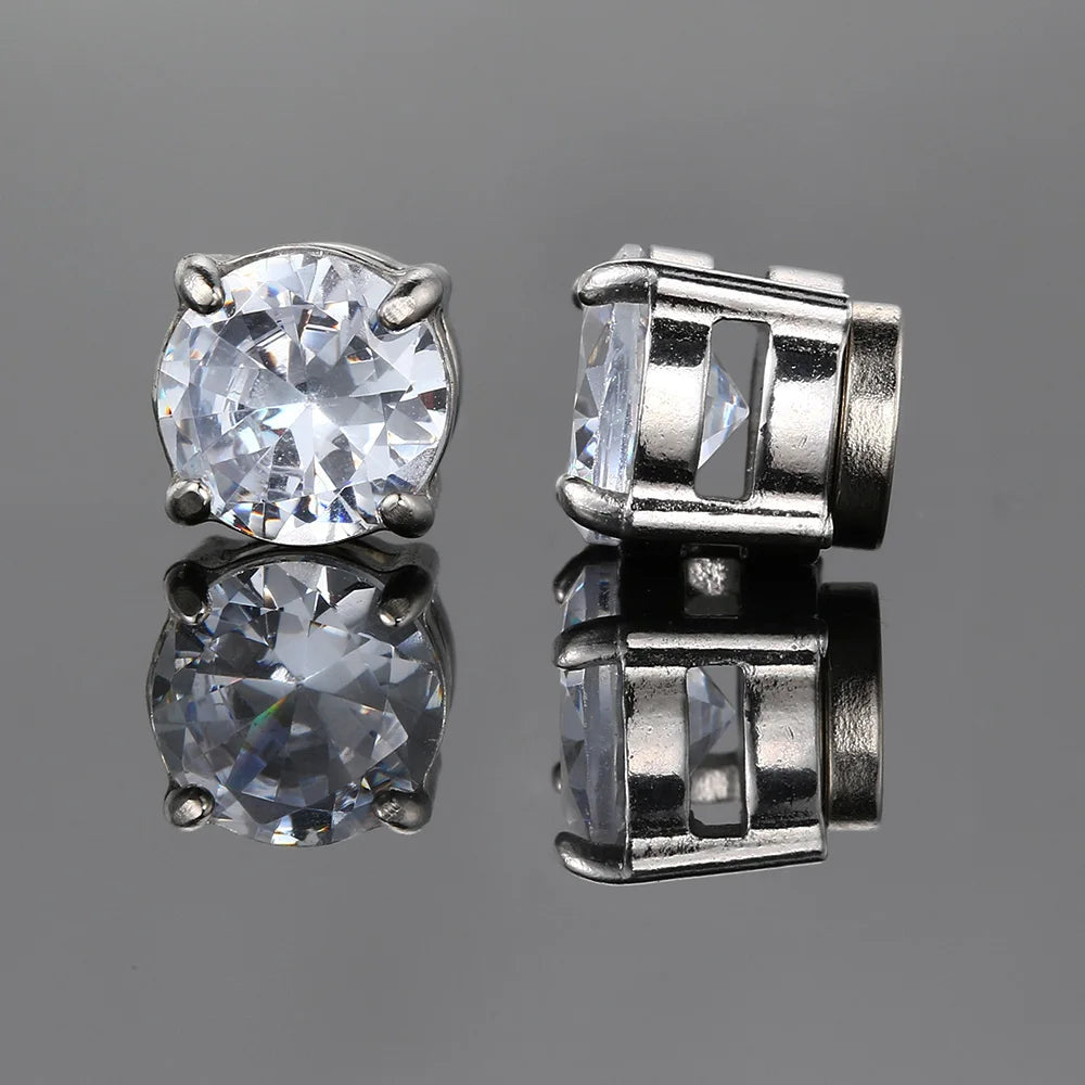 Stainless Steel Magnetic Zircon Earrings – Elegant Men's Accessory | Accessorio Uomo Elegante