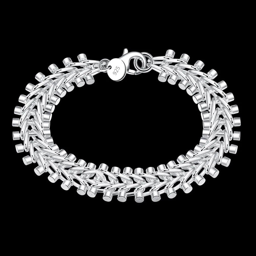 DRAVEN — 1.3CM Fishbone Sterling Silver Bracelet