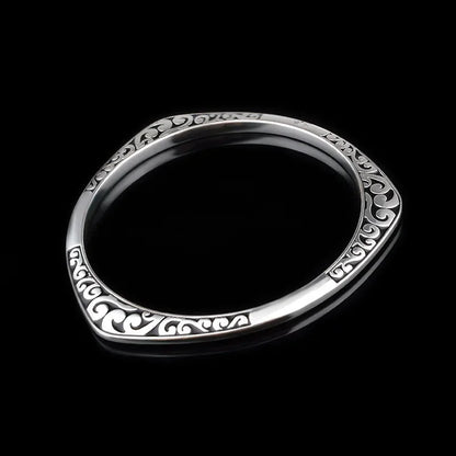 925 Tibetan Sterling Silver Cuff Bracelet – Elegant Men's Accessory | Accessorio Uomo Elegante