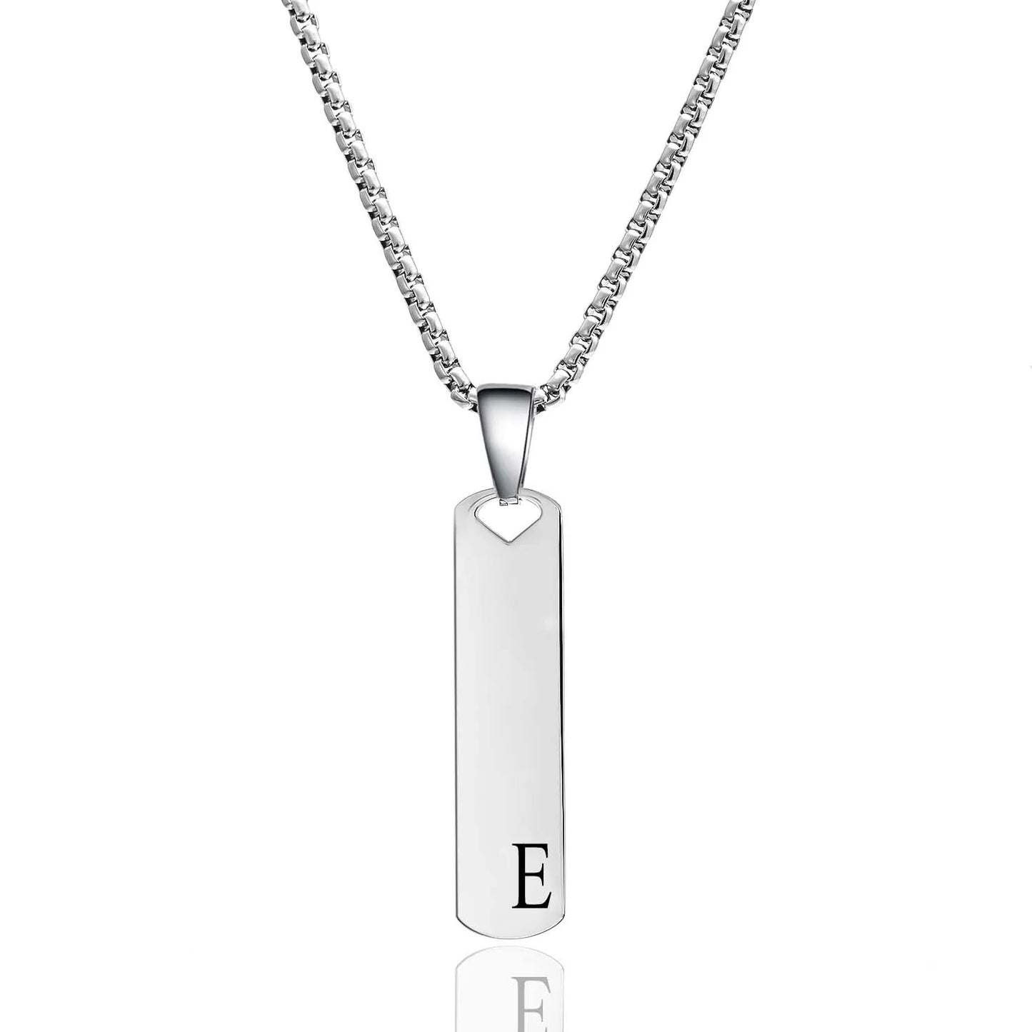 DRAVEN — Stainless Steel Initial Bar Necklace – A–Z Alphabet Pendant Jewelry for Men and Women