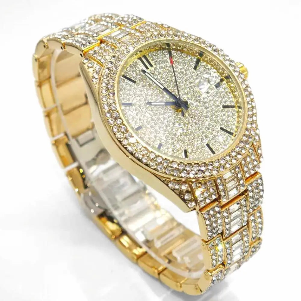 DRAVEN — Crystal Frame – Men’s Rectangle Steel Luxury Watch with Calendar