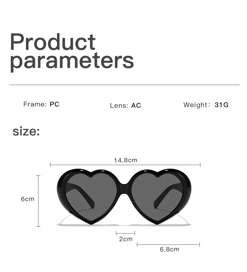 Heart Sunglasses – Vintage Love Frame UV400 Party Shades – Elegant Men's Accessory | Accessorio Uomo Elegante