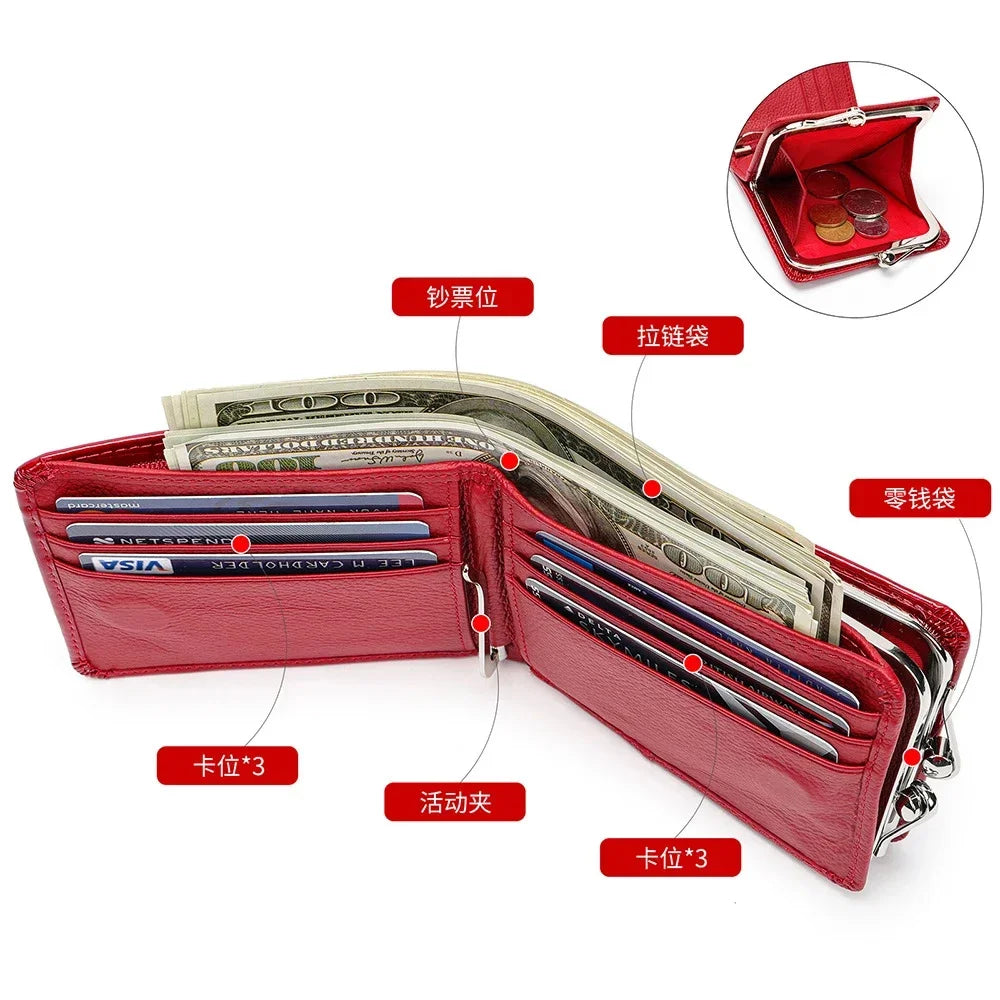 Luxury Genuine Leather Wallet Women Short Clip Purse – Elegant Men's Accessory | Accessorio Uomo Elegante