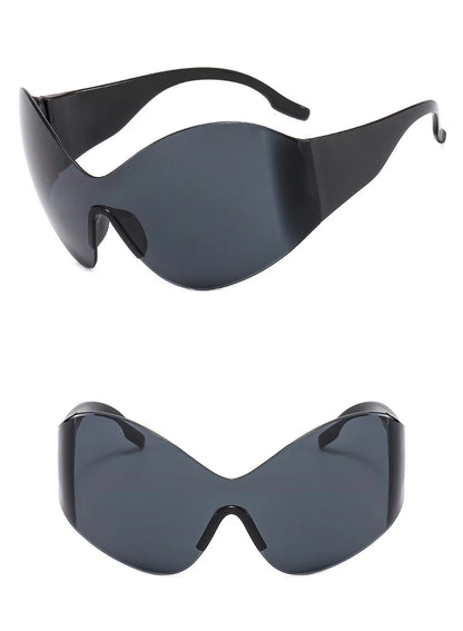 Rimless Wrap Sunglasses – Futuristic Shield Style – Elegant Men's Accessory | Accessorio Uomo Elegante