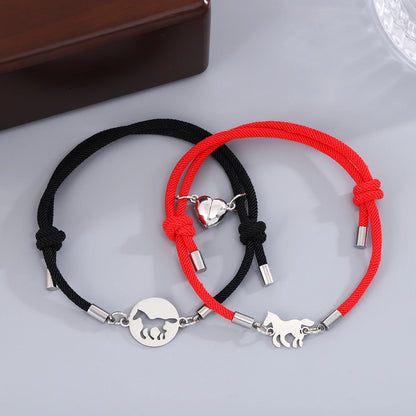 Magnetic Couple Rope Bracelets – Elegant Men's Accessory | Accessorio Uomo Elegante