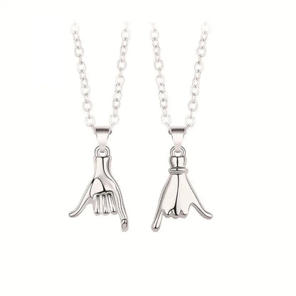 Pinky Swear Couple Necklace Set – Promise Hand Pendant Jewelry for Lovers and Friends