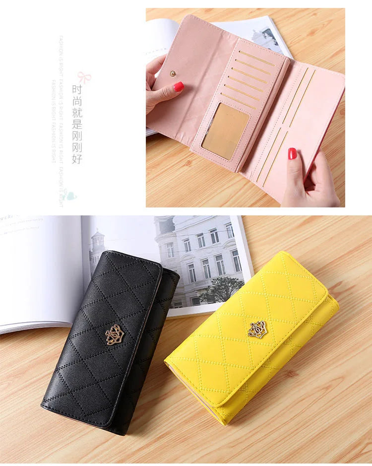 DRAVEN — PU Leather Long Wallet Women 2025 Diamond Mesh Design