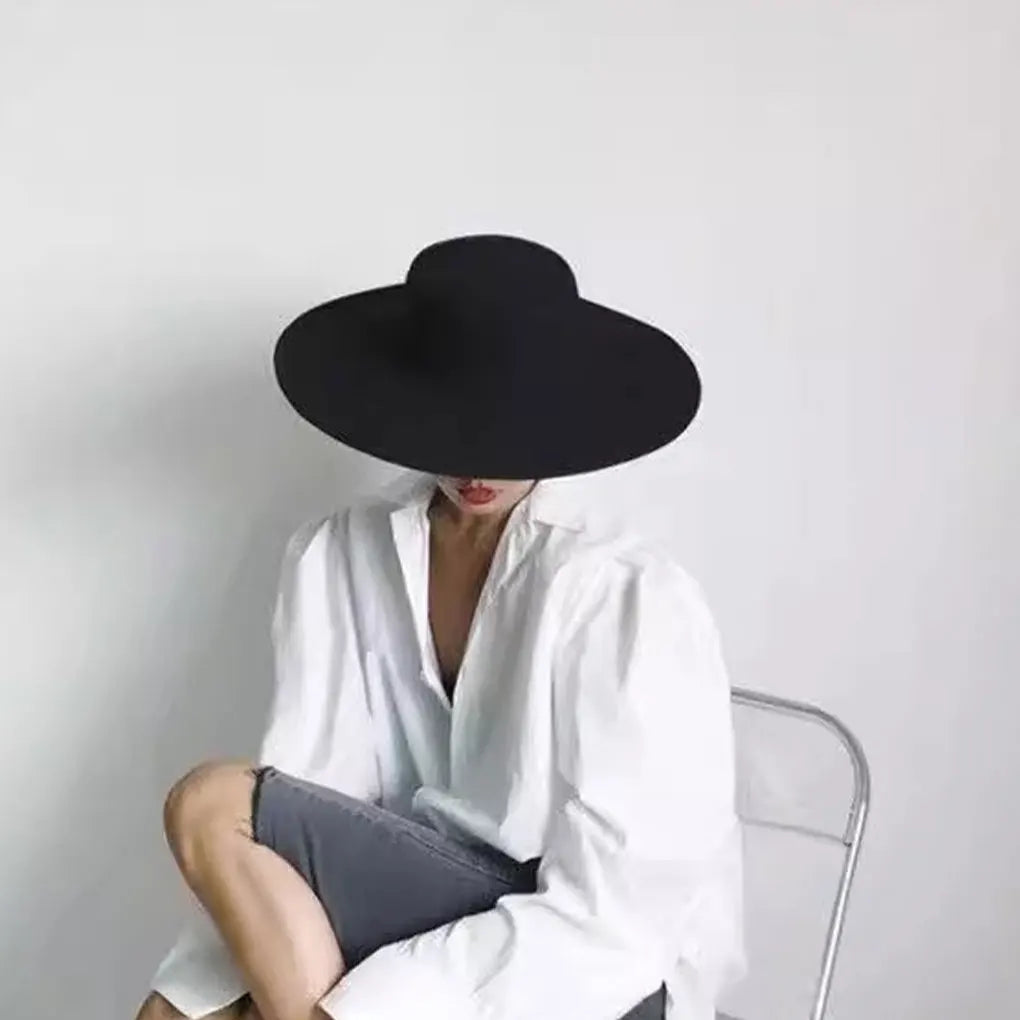 DRAVEN — Classic Black Felt Fedora – Wide Brim Vintage Hat