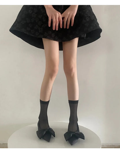 Silver Silk Long Socks – Women’s Korean Street Style