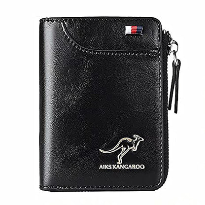 Leather Business Wallet Men RFID Zipper Card Holder – Elegant Men's Accessory | Accessorio Uomo Elegante
