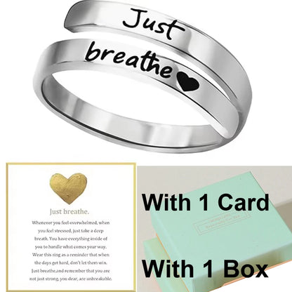 Inspirational Just Breathe Stainless Steel Ring – Elegant Men's Accessory | Accessorio Uomo Elegante