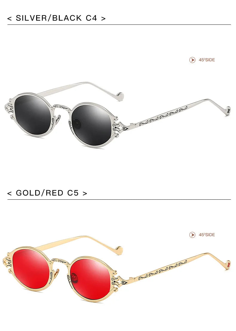 DRAVEN — Gold Metal Sunglasses – Oval Gothic Vintage Design
