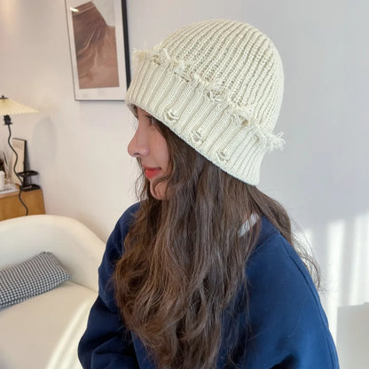 Broken Brim Knit Beanie – Unisex  Winter Style