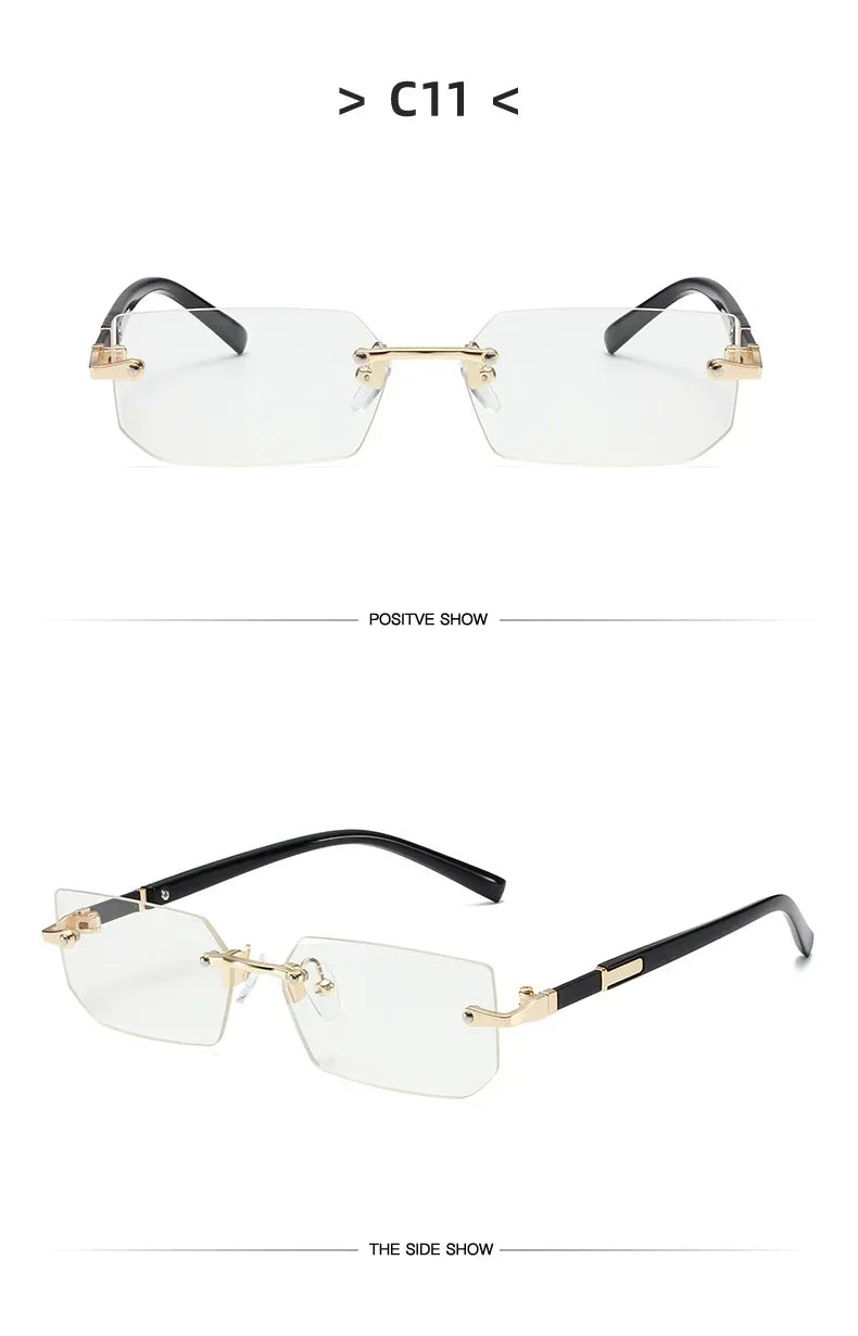 DRAVEN — Rimless Square Sunglasses – Blue Light Protection