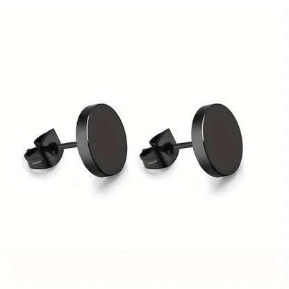 Black Stainless Steel Earring Set – Elegant Men's Accessory | Accessorio Uomo Elegante