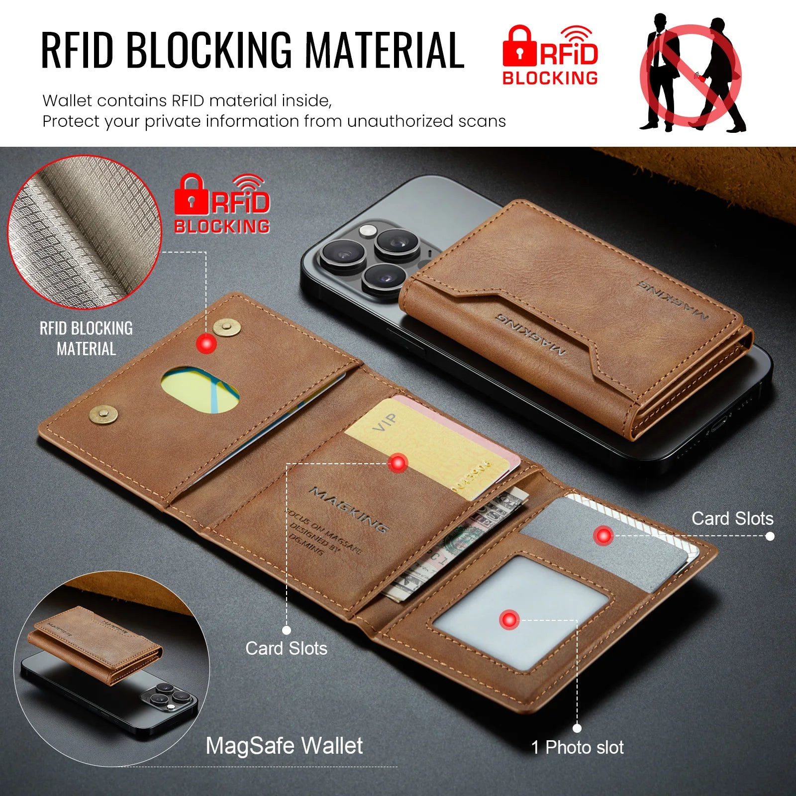 Magnetic Leather Wallet Premium Foldable Mini Design – Elegant Men's Accessory | Accessorio Uomo Elegante